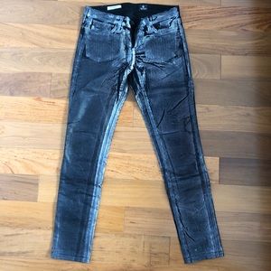 AG silver snake skin jeans